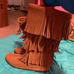 Brown Fringe Boots